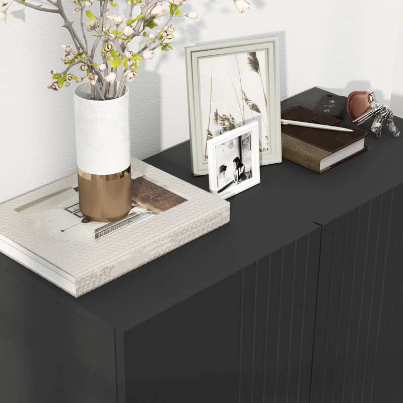 HOMCOM Shoe Storage Cabinet with Adjustable Shelves and Soft-Close Hinges, for 15-20 Pairs of Shoes, Black