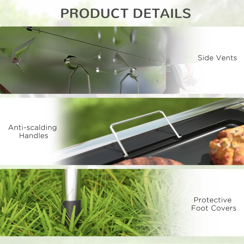 Outsunny Charcoal Barbecue Grill Stainless Steel Portable Folding Charcoal BBQ Grill Stainless Steel Camp Picnic Cooker
