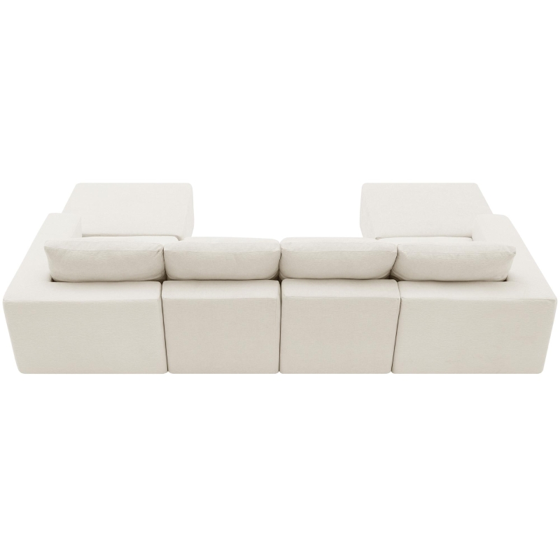 Modular U-Shaped Sectional Sofa with Ottomans, Spring Pack, Fully Compressed Luxury Cloud Chenille Floor Couch, 110" L x 72" W x 30" H, Beige