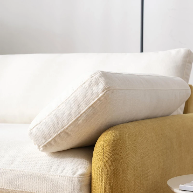 Oversized Chenille Single Sofa Chair with 2 Throw Pillows, Extra-Wide Seat, Modern Upholstered Armchair, 50" L x 43" W x 34" H, Cream+Yellow