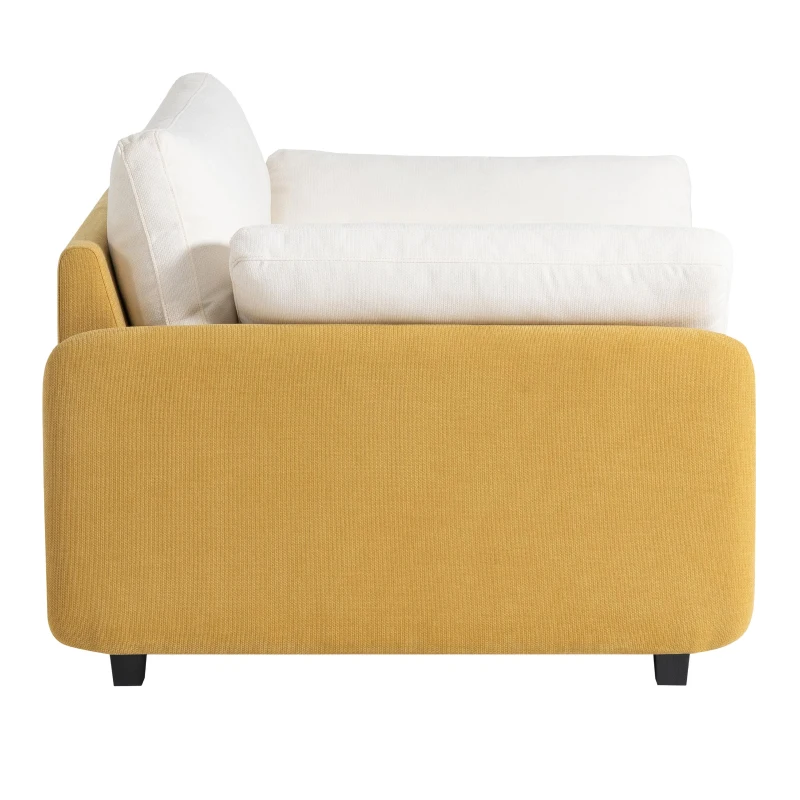 Oversized Chenille Single Sofa Chair with 2 Throw Pillows, Extra-Wide Seat, Modern Upholstered Armchair, 50" L x 43" W x 34" H, Cream+Yellow