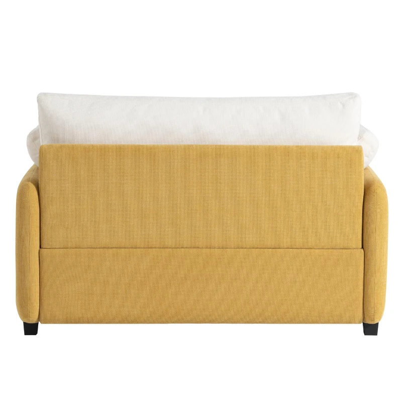 Oversized Chenille Single Sofa Chair with 2 Throw Pillows, Extra-Wide Seat, Modern Upholstered Armchair, 50" L x 43" W x 34" H, Cream+Yellow