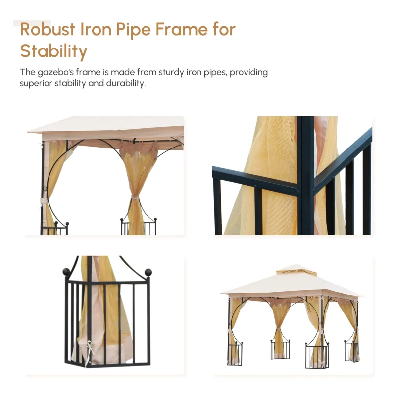 Outsunny 10'x10' Patio Gazebo, Outdoor Garden Canopy for Events Party Backyard with Mosquito Netting