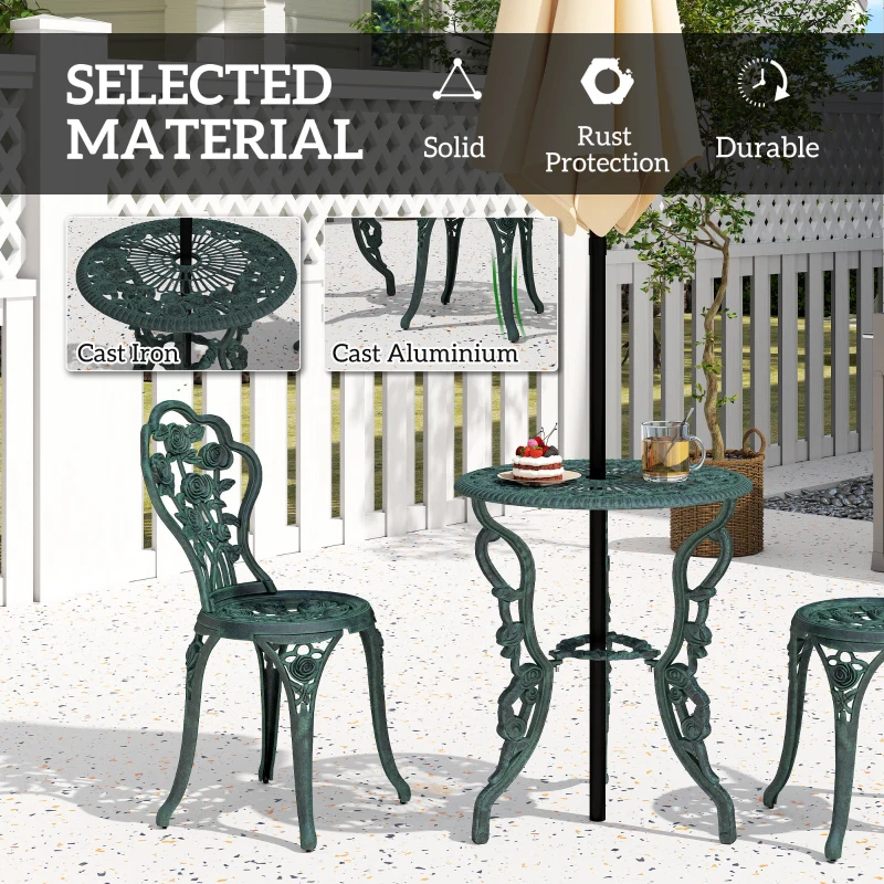Outsunny 3 Pieces Patio Bistro Table and Chairs Antique Green