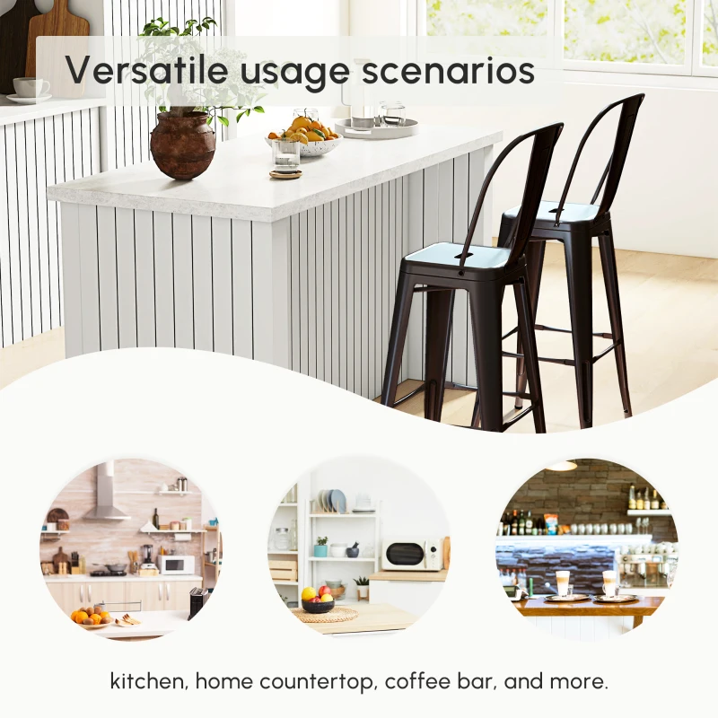 HOMCOM Swivel PU Leather Barstools Set of 2 Adjustable Bar Stools with Footrest Back for Kitchen Counter Dining Room Grey