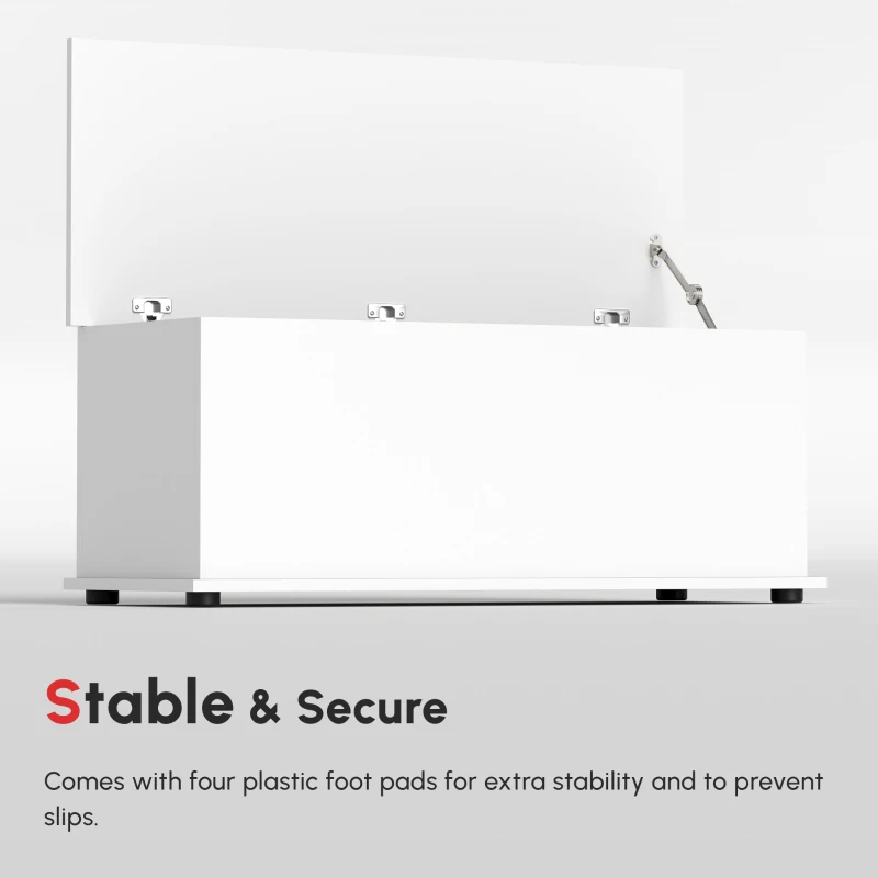 HOMCOM 39.5" Storage Chest with 2 Safety Hinges, Storage Box Organizer with Flip-Top Lid, Entryway Storage Bench, White