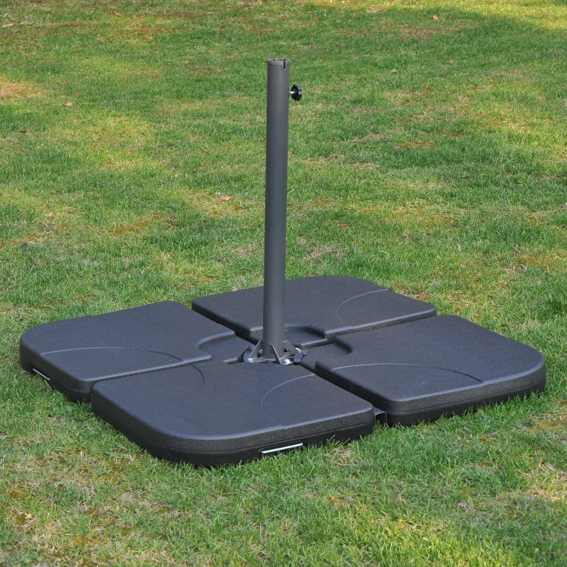 Outsunny 4pc Portable Umbrella Base Weights Garden Parasol Base Outdoor Patio Umbrella Stand Holder Weights, Black