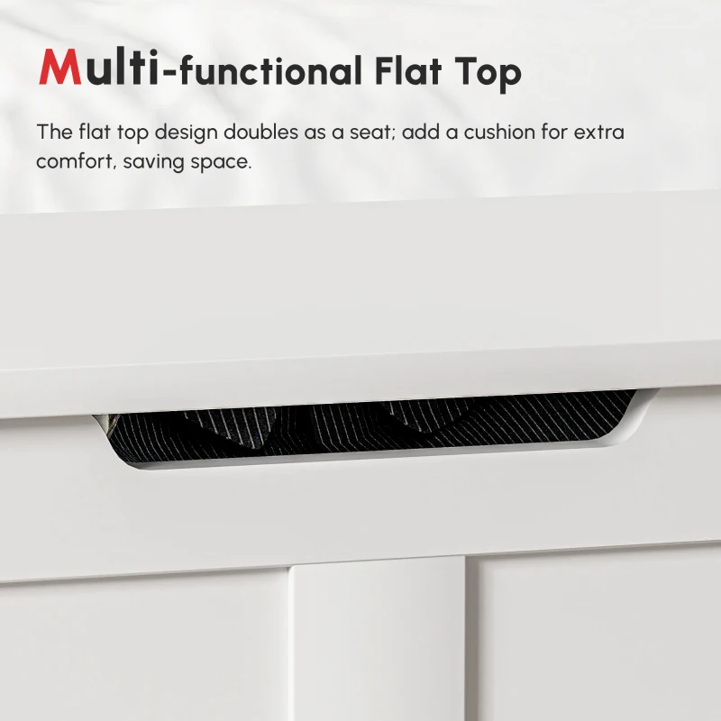 HOMCOM 31.5 Inches Storage Chest, Storage Trunk with 2 Safety Hinges, Wooden Box for Living Room, White Wood Grain