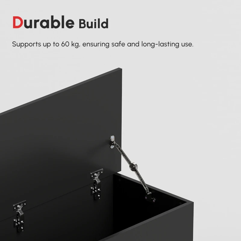 HOMCOM 39.5" Storage Chest with 2 Safety Hinges, Storage Box Organizer with Flip-Top Lid, Entryway Storage Bench, Black