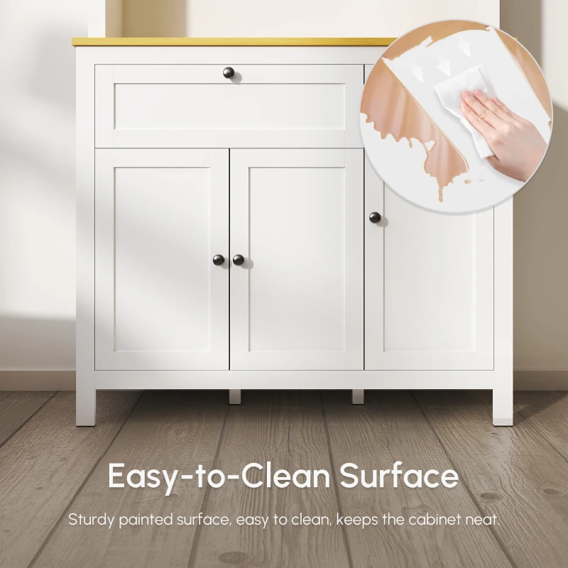 HOMCOM 71" 5-Door Kitchen Pantry Cabinet, Freestanding Storage Cabinet Cupboard with Adjustable Shelves, White