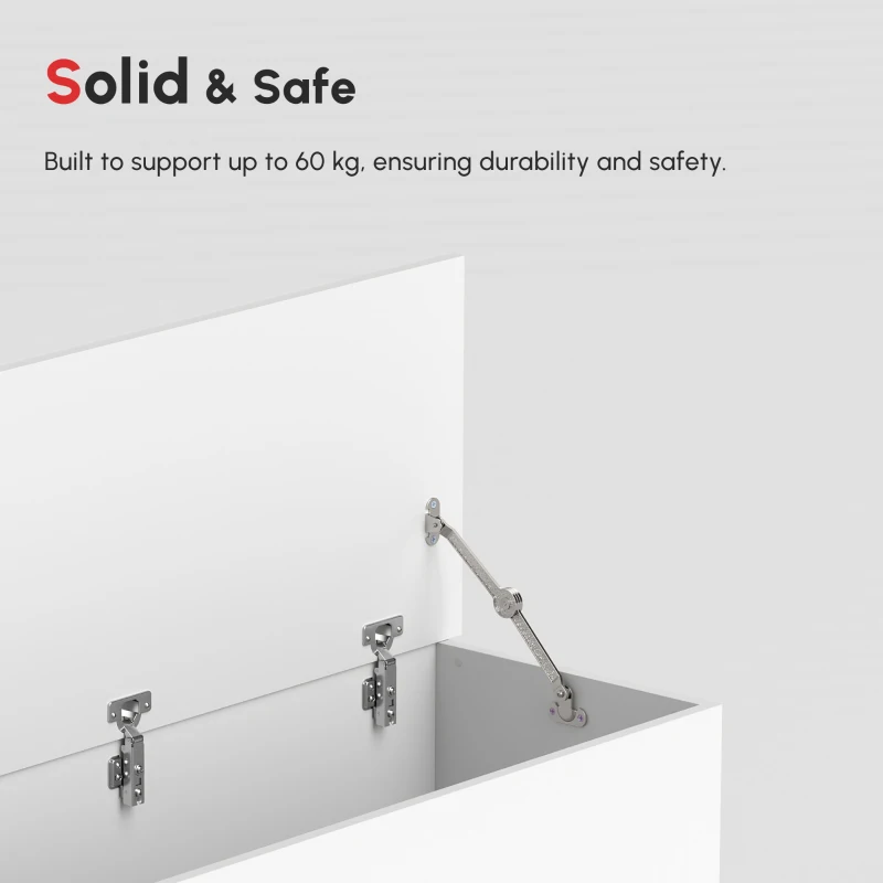 HOMCOM 39.5" Storage Chest with 2 Safety Hinges, Storage Box Organizer with Flip-Top Lid, Entryway Storage Bench, White