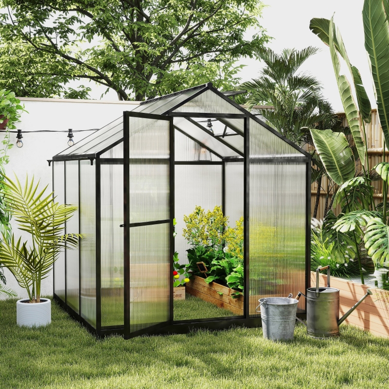 Outsunny 8' x 6' x 6.4' Walk-in Garden Greenhouse Polycarbonate