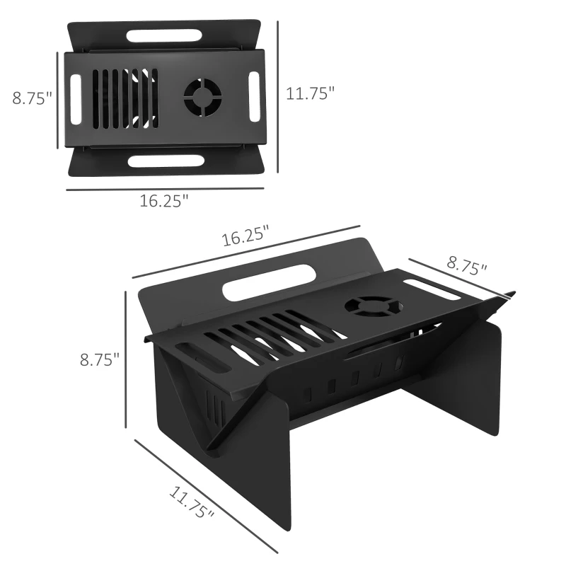 Outsunny 3-in-1 Stove, Wood Burning Firepit, Coffee Table with Quick Assembly and Carrying Bag, Black