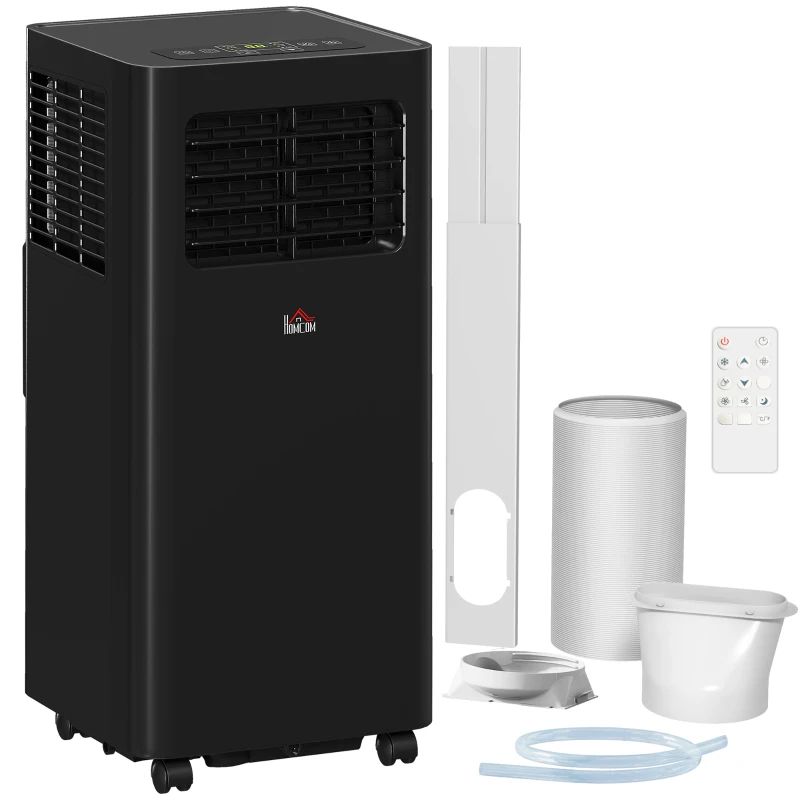 HOMCOM 8000 BTU Mobile Air Conditioner, 345 Sq. Ft., AC Unit with Dehumidifier, Sleep, 24H Timer On/Off, Window Kit, Black
