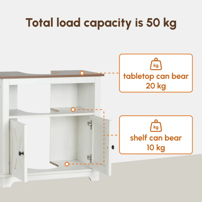 kleankin Farmhouse Bathroom Sink Cabinet, Pedestal Sink Storage Cabinet with Double Doors and Shelves, White