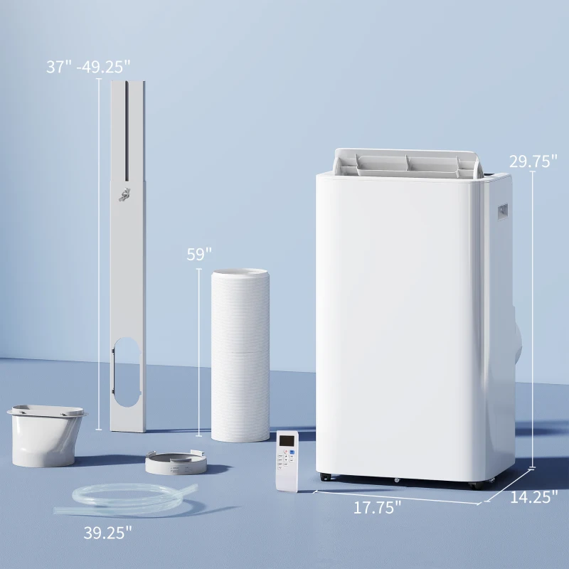 HOMCOM 12000 BTU Portable Air Conditioner with Remote Control, Free Standing AC Unit with Built-in Cool, Dehumidifier, Fan Modes for Room Up to 550 Sq.Ft., 24 Hour Timer, Window Installation Kit