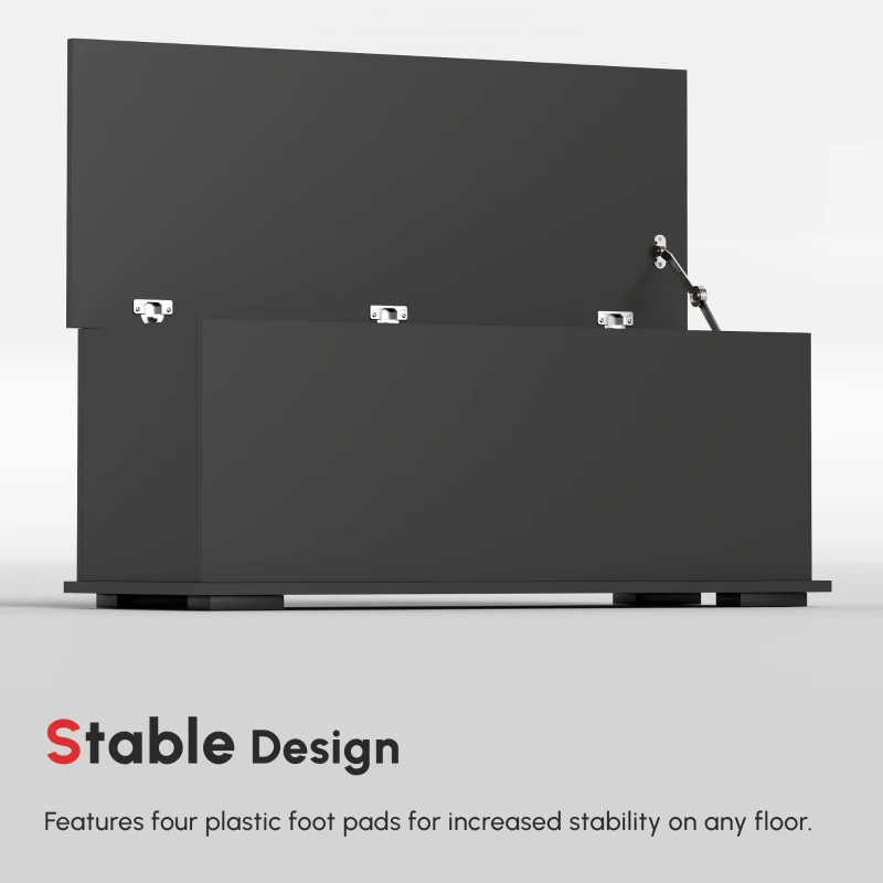 HOMCOM 39.5" Storage Chest with 2 Safety Hinges, Storage Box Organizer with Flip-Top Lid, Entryway Storage Bench, Black