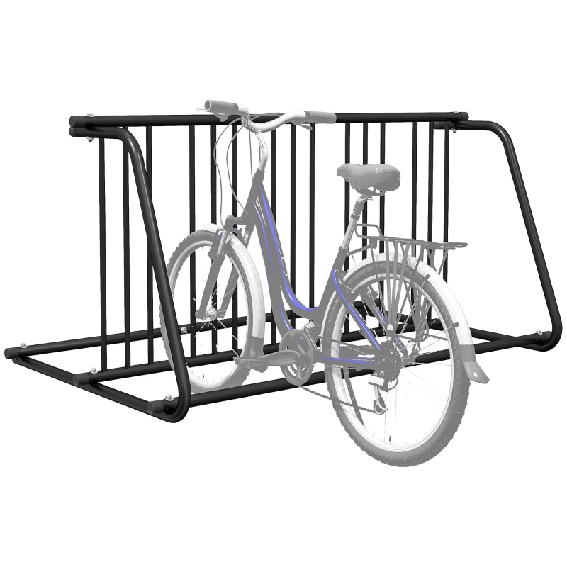 DURHAND All-Steel Bike Rack, 61" Bike Stand, 6-Bike Capacity, Dual-Side, for Garages Streets Yards Schools