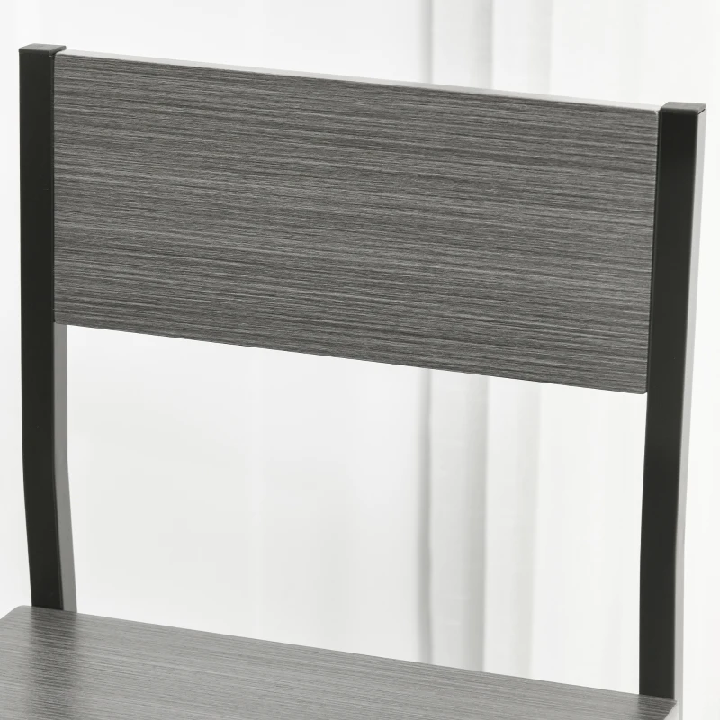 HOMCOM 3 Piece Bar Table and Chairs, Industrial Dining Table Set for 2, Counter Height Kitchen Table with Bar stools, Breakfast Table Set for 2 for Small Space, Gray