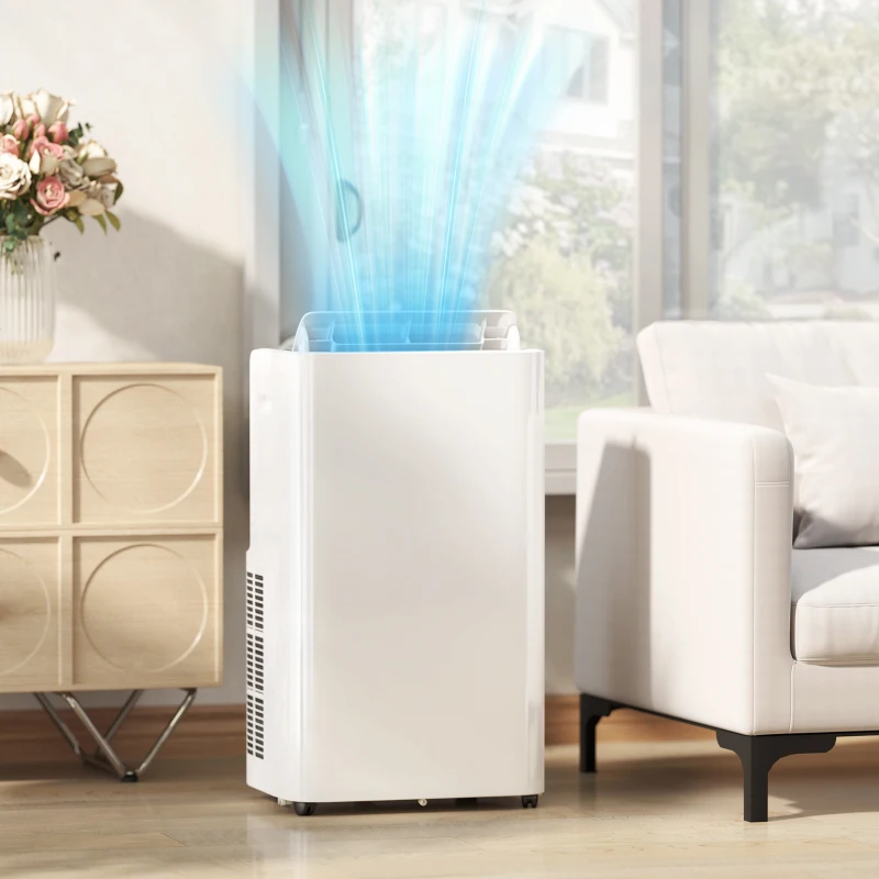 HOMCOM 12000 BTU Portable Air Conditioner with Remote Control, Free Standing AC Unit with Built-in Cool, Dehumidifier, Fan Modes for Room Up to 550 Sq.Ft., 24 Hour Timer, Window Installation Kit