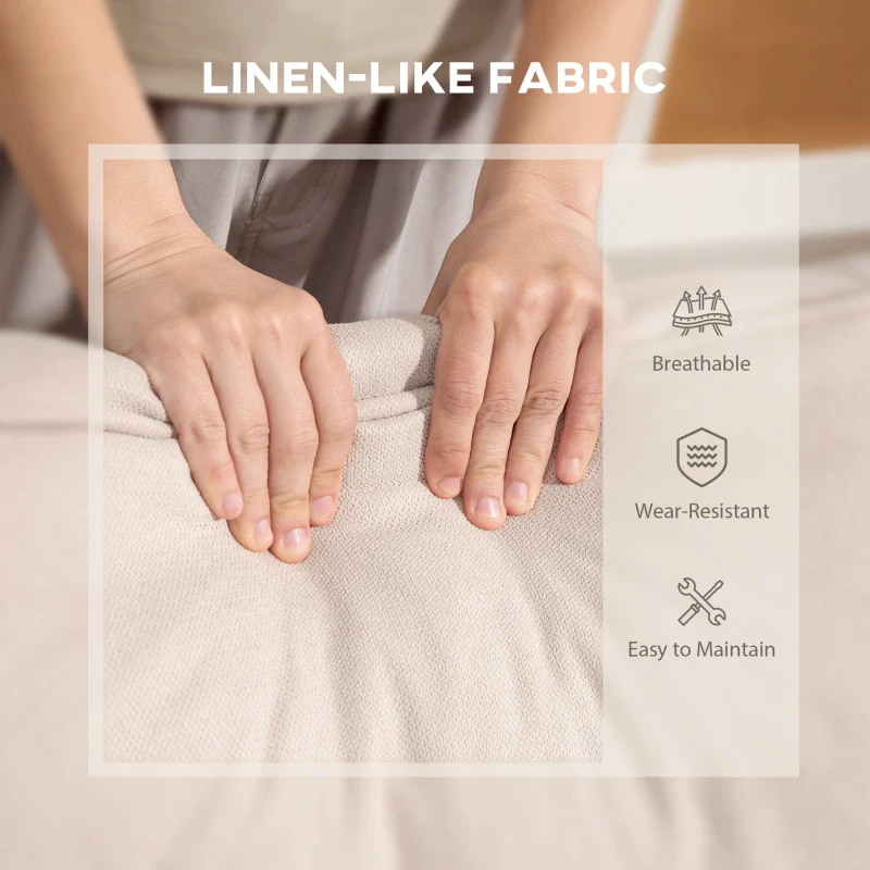 HOMCOM Loveseat Sofa, Linen 2 Seater Sofa Couch with Thick Padded Seat & Backrest for Living Room, Home Office, Beige