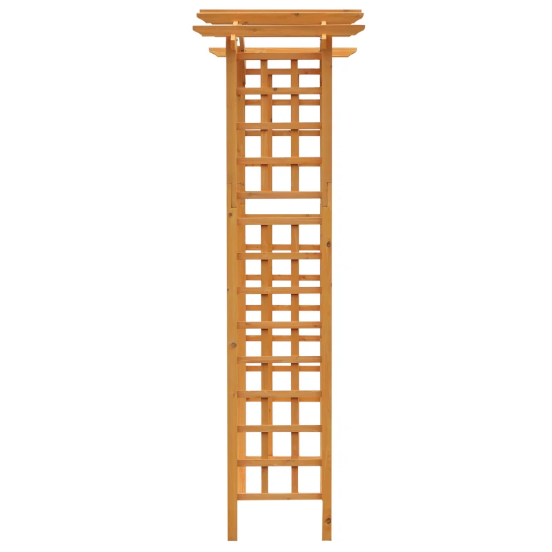 Outsunny 7.5FT Wood Garden Arch Trellis, Outdoor Walkway Round Pergola Style Arbor for Decorative Climbing Plants, Patio, Lawn, Backyard Party, Ceremony Decoration Accessories, Yellow
