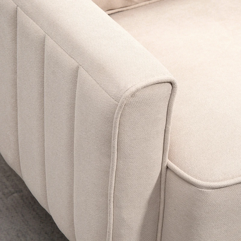 HOMCOM Loveseat Sofa, Linen 2 Seater Sofa Couch with Thick Padded Seat & Backrest for Living Room, Home Office, Beige