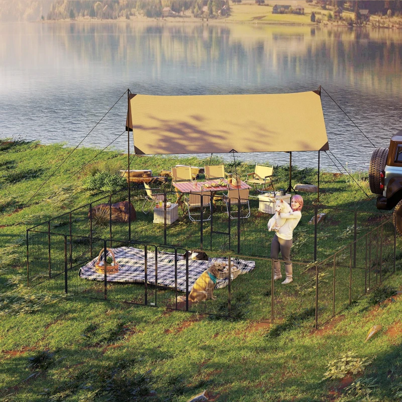 PawHut 24 Panels 44.5" Height Heavy Duty Dog Playpen for Small Medium Large Dogs, Black