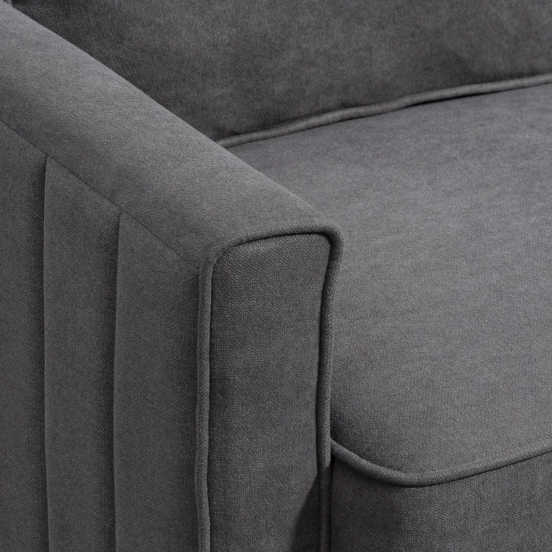 HOMCOM Loveseat Sofa, Linen 2 Seater Sofa Couch with Thick Padded Seat & Backrest for Living Room, Home Office, Dark Grey