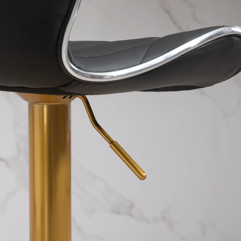 HOMCOM Counter Height Bar Stools Set of 2, Adjustable Height Bar Chairs with Swivel Seat, PU Leather Upholstery