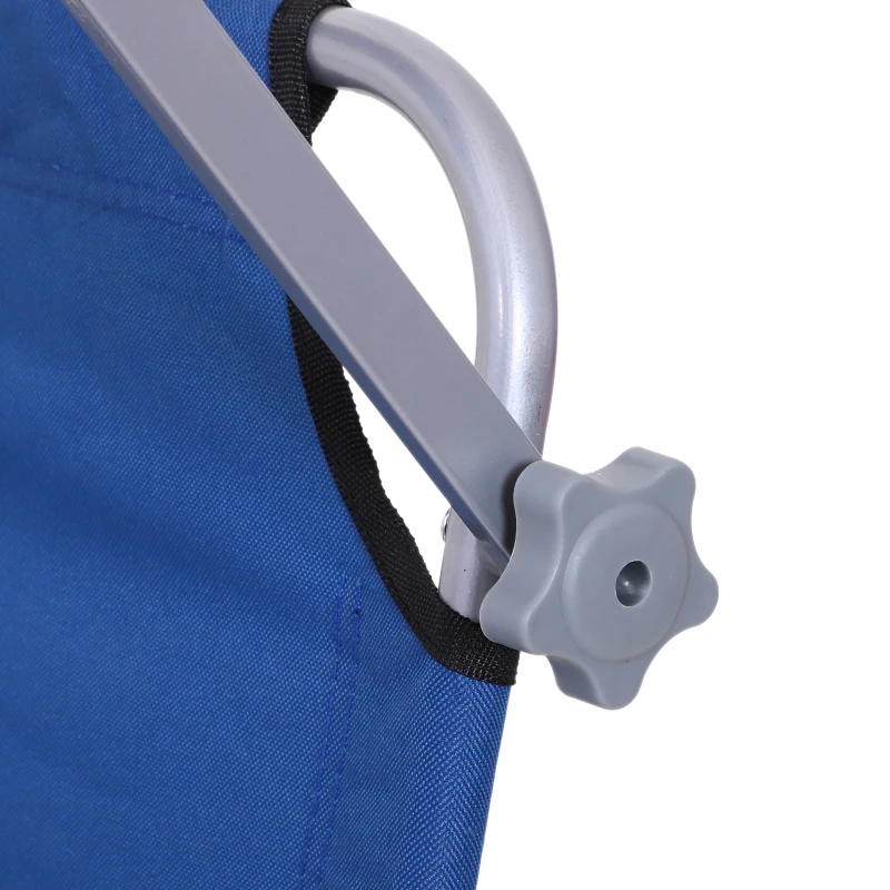 Outsunny Outdoor Lounge Chair, Adjustable Folding Chaise Lounge,  Tanning Chair with Sun Shade for Beach, Camping, Hiking, Backyard, Blue