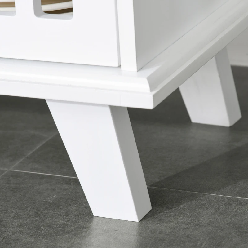 HOMCOM Storage Cabinet with Fretwork Doors and Shelf, Modern Freestanding Sideboard, Buffet, White