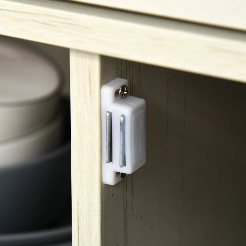 HOMCOM Rustic Barn Door Storage Cabinet Modern Farmhouse Buffet Sideboard for Kitchen and Dining Room White