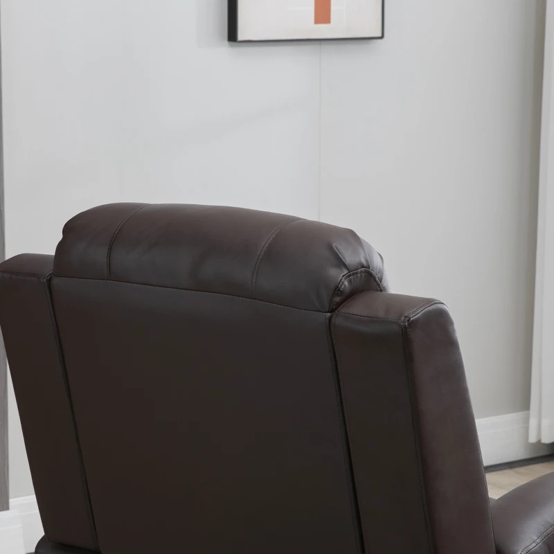 HOMCOM Electric Power Lift Chair, PU Leather Recliner Sofa with Footrest, Remote Control and Cup Holders, Brown