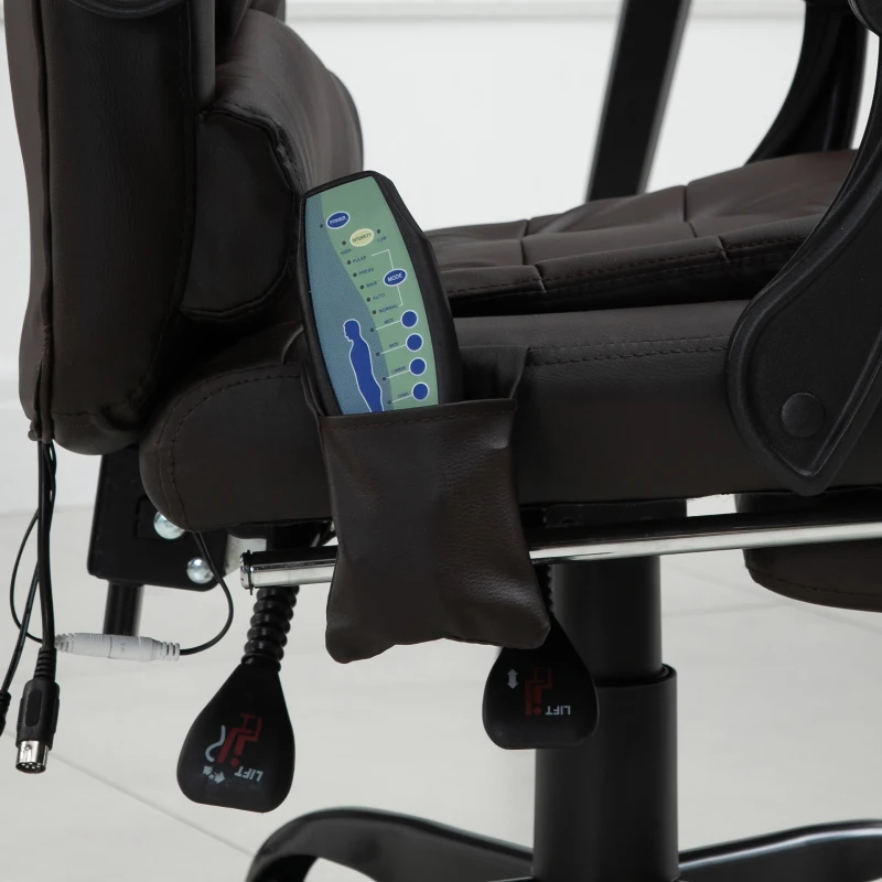 Vinsetto 7-Point Vibrating Massage Office Chair High Back Massaging Office Desk Chair with Lumbar Support, Footrest, Brown