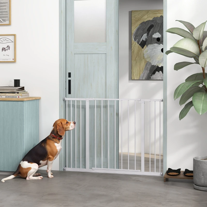 PawHut Pressure Fit Dog Gate Pet Barrier for stairs doorway, 29.9''- 42.1'' Width White