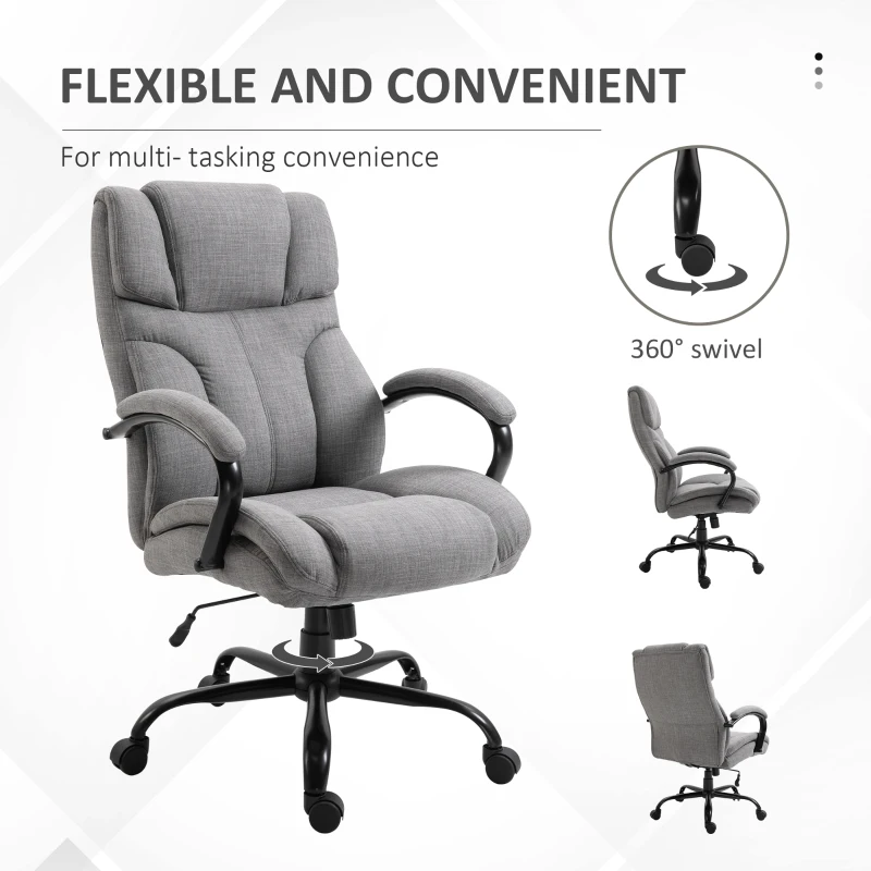 Vinsetto 500lbs Big and Tall Office Chair with Wide Seat, Ergonomic Executive Computer Chair with Adjustable Height, Swivel Wheels and Linen Finish, Light Gray