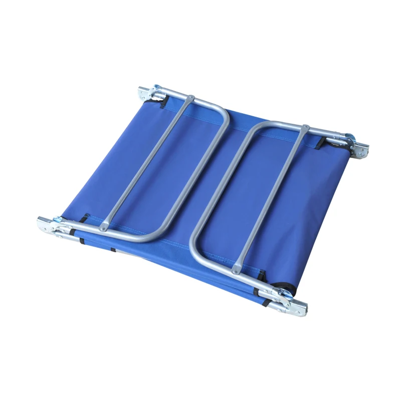 Outsunny Outdoor Lounge Chair, Adjustable Folding Chaise Lounge with Face Cavity, Tanning Chair Sun Lounger Bed Recliner, Blue
