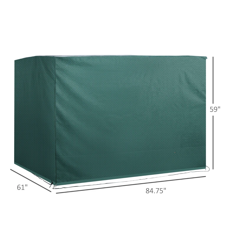 Outsunny 3-Seater Patio Swing Cover, Outdoor Garden Furniture Protection Hammock Cover Waterproof 85" X 61" X 59", Dark Green