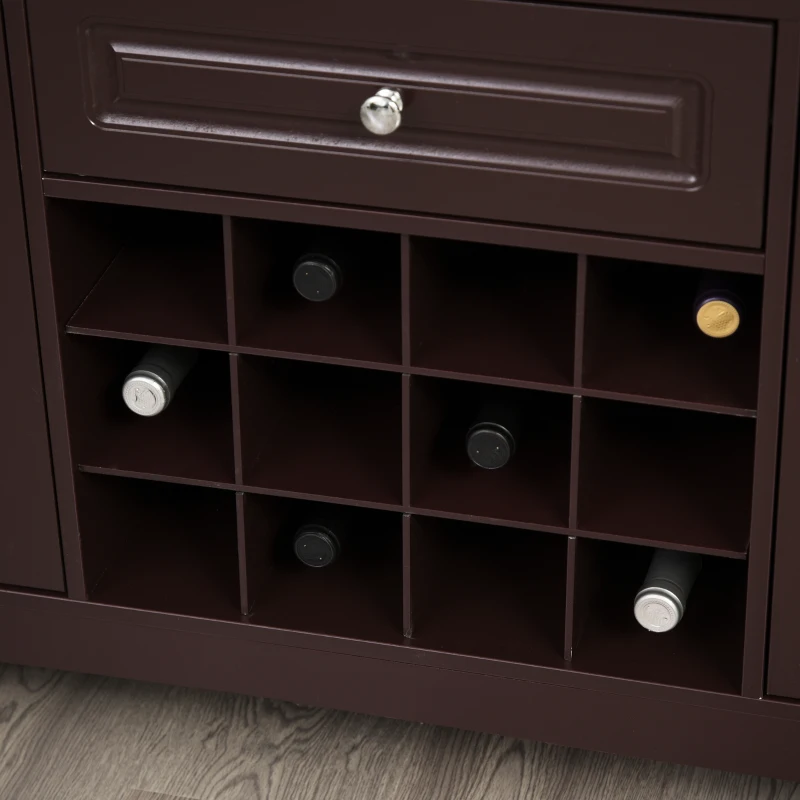 HOMCOM Modern Kitchen Buffet Bar Cabinet Storage Sideboard Dining Server with Drawer & 12-Bottle Wine Rack for Living Room, Espresso
