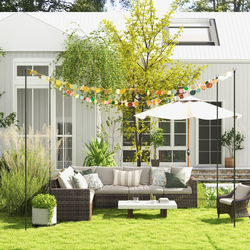 Outsunny 4 Pack of 10' String Light Poles, Steel Hanging Lighting Stand for Patio, Backyard, Deck, Wedding, Party, Black