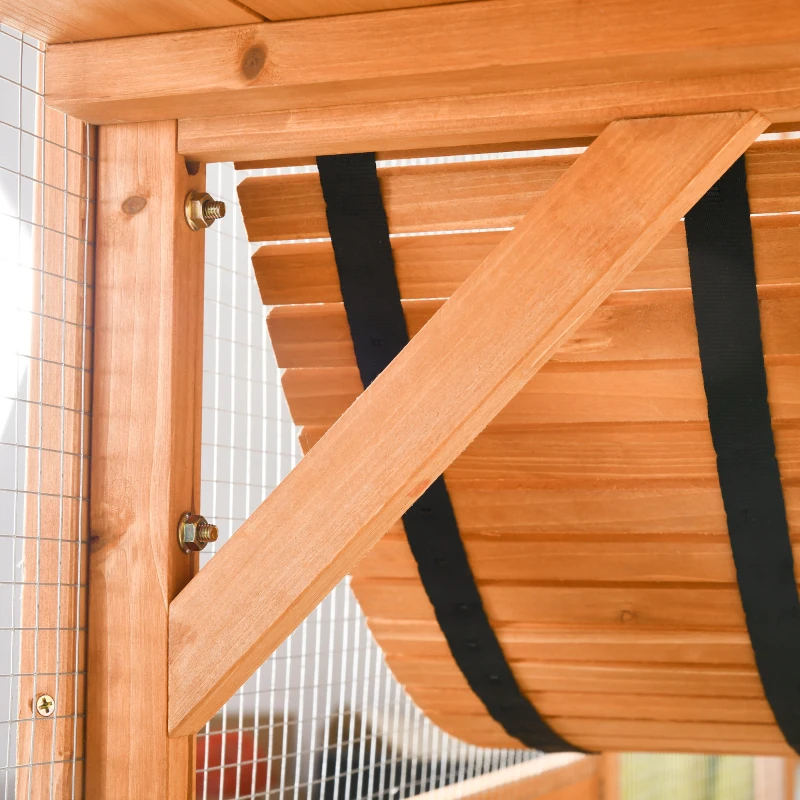 PawHut Catio Playground Cat Window Box Outside Enclosure for Multiple Cats w/ Shelves & Bridges, Orange