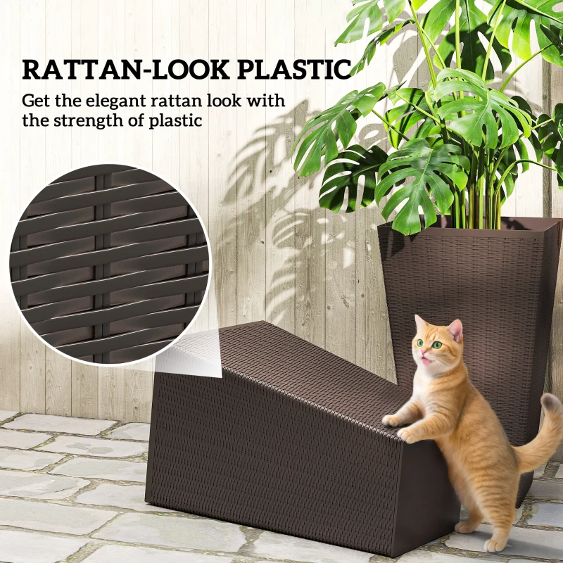 Outsunny Set of 3 Tall Planters with Drainage Hole, 24" Outdoor Flower Plant Pots, Indoor Planters for Porch, Front Door, Entryway, Patio and Deck, Brown