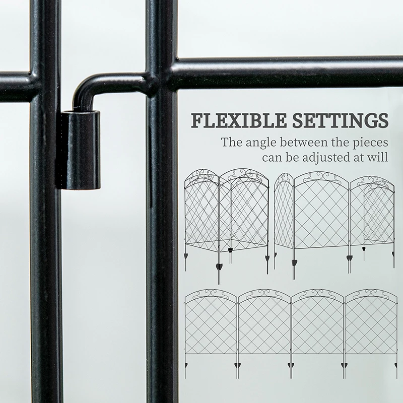 Outsunny 4 Pack Garden Fencing for Yard, Decorative Fence Panels as Animal Barrier and Flower Edging, Swirls