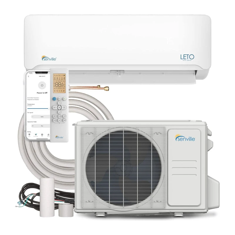 Senville 9000 BTU LETO Series Mini Split Air Conditioner Heat Pump with Inverter, Alexa Enabled, 4-in-1 System with Installation Kit, White