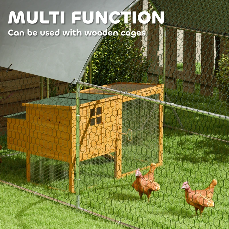 PawHut Large Metal Chicken Coop with Waterproof and Anti-UV Cover for Yard, Outdoor, Duck, Rabbit, 9.2' x 31.2' x 6.5'
