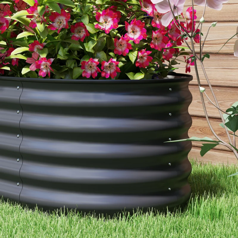 Outsunny 7.9' x 2' x 1.4' Galvanized Raised Garden Bed Kit, Metal Planter Box with Safety Edging, Dark Gray