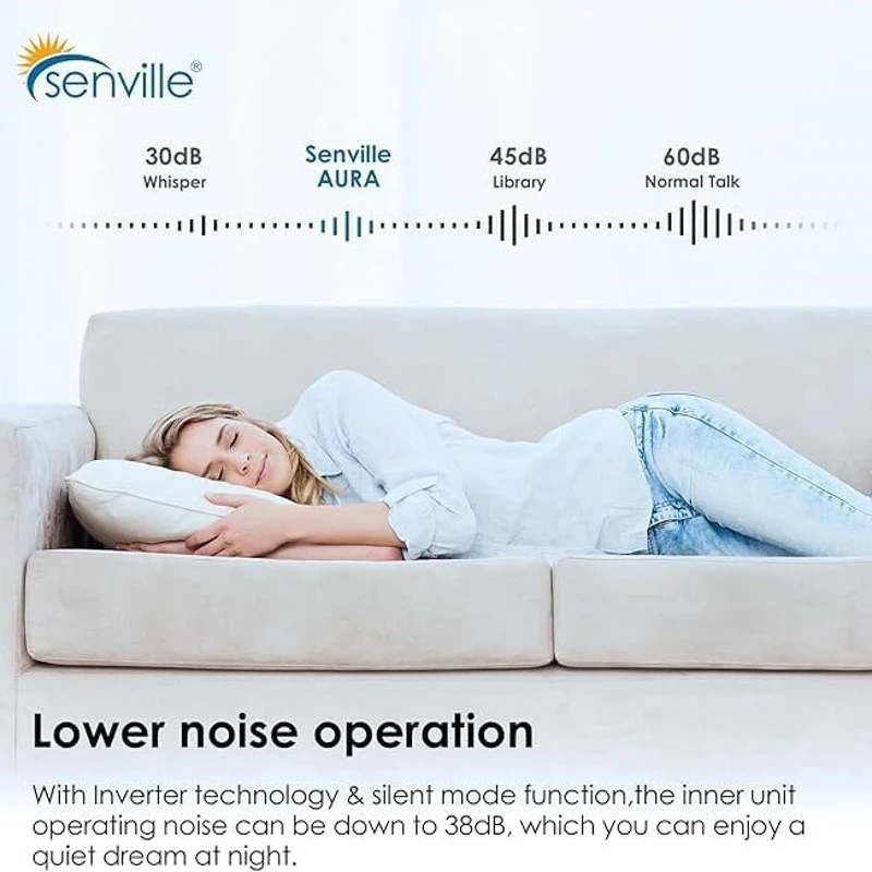 Senville 36000 BTU Tri Zone Mini Split Air Conditioner with Arctic Heat Pump, Alexa Compatible, AHRI Certified, Ideal for Multiple Rooms, White