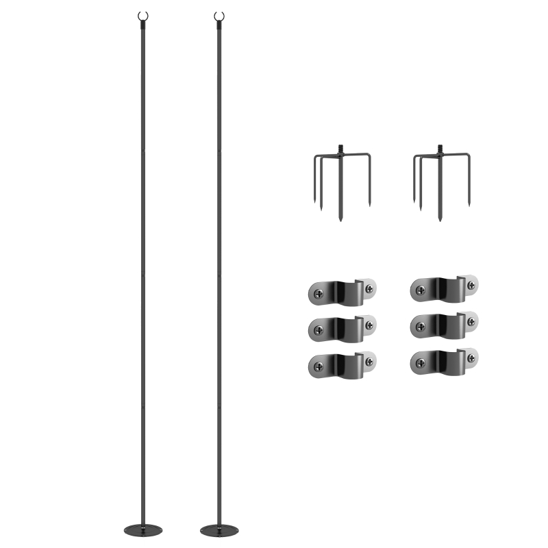 Outsunny 2 Pack of 10' String Light Poles, Steel Hanging Lighting Stand for Patio, Backyard, Deck, Wedding, Party, Black