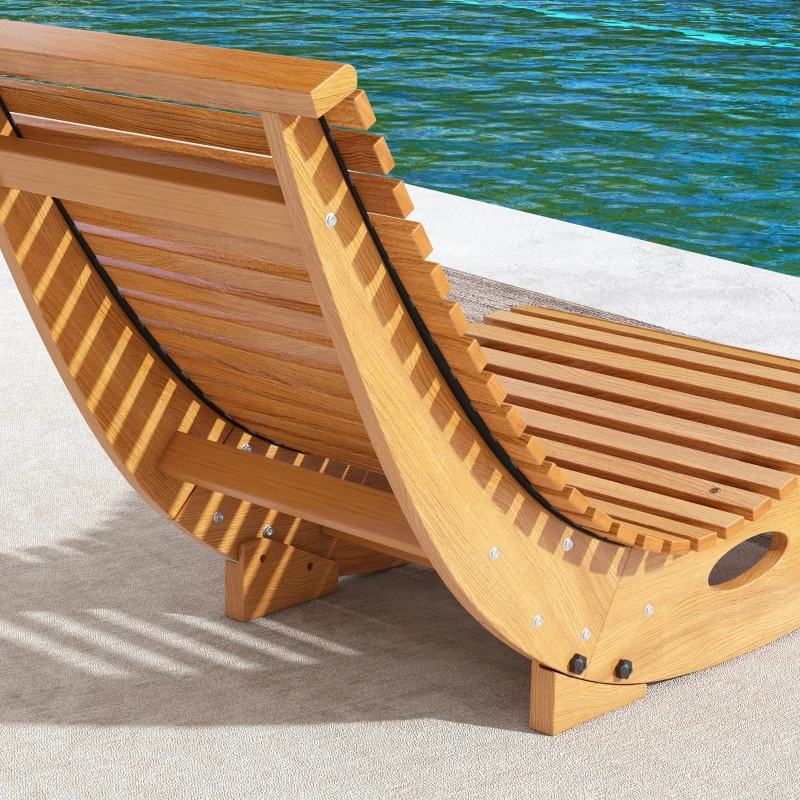 Outsunny Outdoor Rocking Chair w/ Slatted Seat, Wooden Rocking Chair, 51.25" x 23.5" x 23.5", Teak